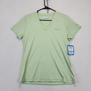 Columbia Hike Women's M Omni Wick Short Sleeve V-Neck Green Performance T-Shirt - Picture 1 of 10