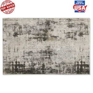 Modern Grey Abstract Area Rug 30" x 46" Soft Durable Indoor Microfiber Rug New - Picture 1 of 6