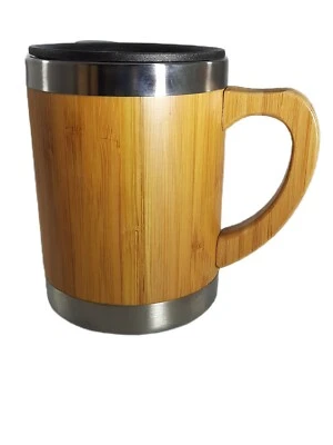 Taza estilo bambú 8 oz con tapa abierta giratoria Foto 1 de 3