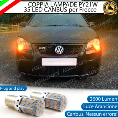 COPPIA LAMPADE FRECCE ANTERIORI LED VW POLO 9N RESTYLING PY21W CANBUS - Immagine 1 di 4