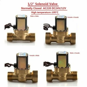 1/2" Brass Electric Solenoid Valve Normally Closed 220/24/12V Water Solar Energy - Picture 1 of 8
