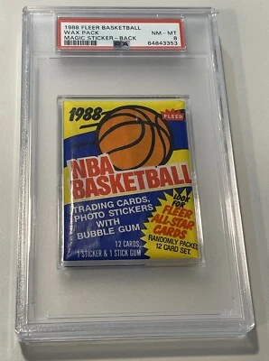 1988 Fleer Basketball Wax Pack Magic Johnson Back Sticker PSA NM-MT 8 🔥 - Image 1 of 2