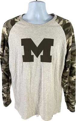 Colosseum Men’s Beige Camouflage U of M Michigan Long Sleeve Shirt - L - Image 1 of 3