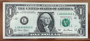 FR 1927 $1 2001 "SERIAL # SOLID 6's - 2" FEDERAL RESERVE NOTE RAW GEM - Picture 1 of 3