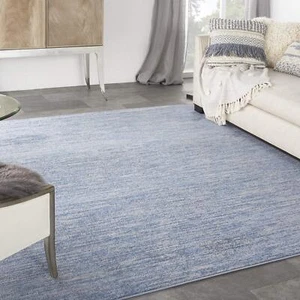 Nourison Essentials Indoor/Outdoor Blue/Grey 9' x Square Area Rug Easy - Picture 1 of 9