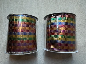 (2 count) WIRED Gold Edge RIBBON ROLL 4" x 10 yds LION Jewel Mardi Gras Holidays - Picture 1 of 5