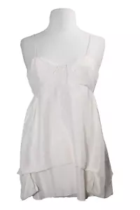 Alexander Wang Womens US4 Ivory Tank Top Ruffle Layered Silk Button Ruched Shirt - Picture 1 of 8