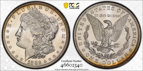 1882-S Morgan Silver Dollar PCGS MS65+ Toned Plus Grade Cover