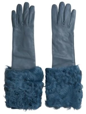 Guantes Dolce & Gabbana de piel de cuero azul longitud media del brazo Foto 1 de 4