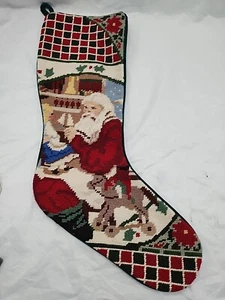 Needlepoint Weihnachtsmann Weihnachtsstrumpf 19 1/2" - Bild 1 von 7