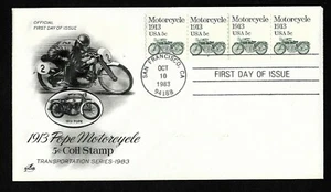 #1899 5c Pope Motorcycle 1913- ArtCraft FDC Plt # 2 Coil (4) with Line Pair - Picture 1 of 3