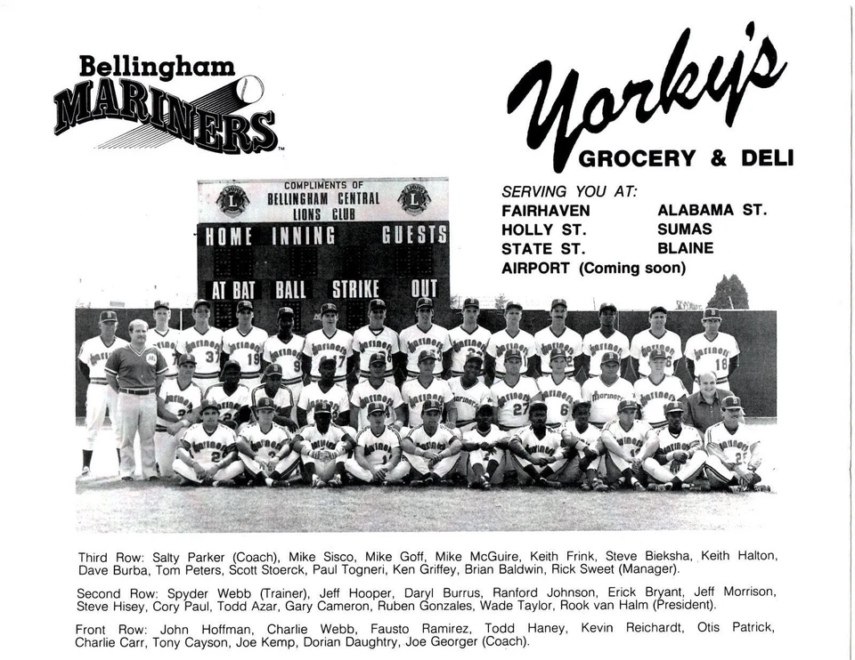 1987 BELLINGHAM MARINERS 8X10 TEAM PHOTO BASEBALL KEN GRIFFEY JR HOF SEATTLE