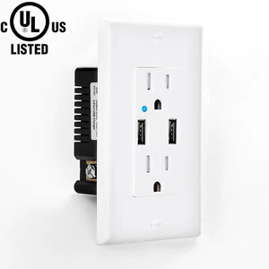 Cargador de toma de receptáculo USB 4.2A resistente a manipulaciones indicador LED con placa UL - Imagen 1 de 12
