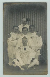 POSTCARD Group of Pierrot clowns. Fancy dress RPPC. Bill Hopkins. - Picture 1 of 2