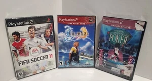 PLAYSTATION 2 NEW VIDEO GAME LOT, FIFA SOCCER 2011,FINAL FANTASY 10, W.C. POKER - Picture 1 of 7