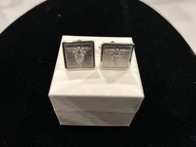 925 Sterling Silver Vintage Medical Symbol Caduceus Sign Cufflinks - Image 1 of 4