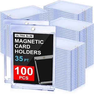 Confezione 100 Porta Carte Sportive Magnetiche Trading 35pt One-Touch Protezione UV Rigida - Foto 1 di 17