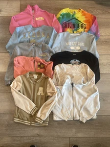 Lot Of 3 Girls Graphic Travel Gatlinburg Tye Dye Sweatshirt Hoodie Size Youth L - Picture 1 of 7