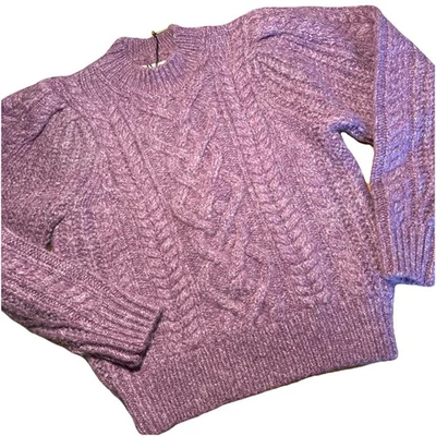 172 NWT Isabel Marant Etoile Raith Wool Mohair Cable Knit Sweater 36 Violet $595 - Image 1 of 4