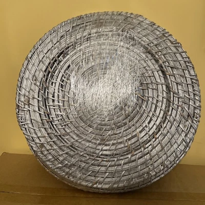 "Placas de cargador de ratán (6) 14"" PLATEADAS hermosas" Foto 1 de 4