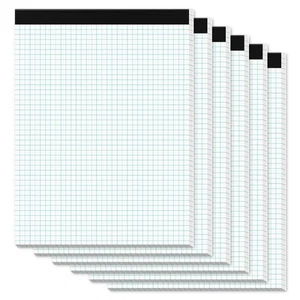 Graph Paper Pads 8.5 x 11, 6 Pack, 4x4 Blue Quad Grid Paper Pad, White Quadri... - Picture 1 of 7