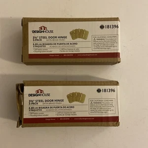 (QTY 6) DesignHouse 3-1/2" Steel Door Hinges Satin Brass Finish 181396 - Picture 1 of 6