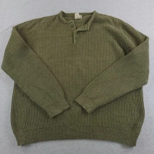 Suéter LL Bean Para Hombres XL Alto Verde Henley Algodón Acanalado Tejido Pullover Exterior - Imagen 1 de 10