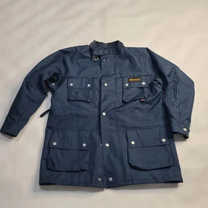 Vintage Men's Belstaff Blue Motorcycle Nylon Jacket Quilted Size L - Picture 1 of 8