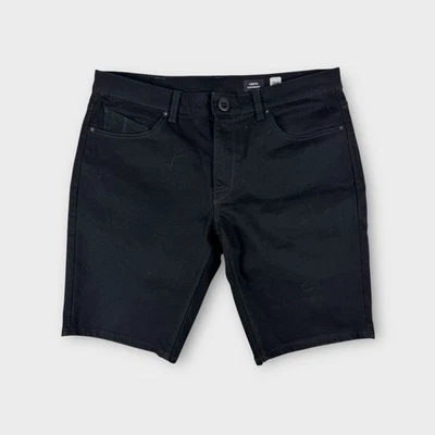 Volcom Dark Black Vorta Slim Straight Cotton Blend Casual Denim Shorts Mens 34 - Image 1 of 4