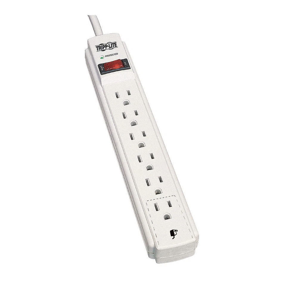 TRIPP LITE TLP615 Surge Protector,6 Outlet,Light Gray 15D974 - Image 1 of 1