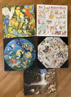 Lot of 5 Vintage 500+ Piece 1970s 1980s Springbok Puzzles - Circular - Octagonal - Image 1 of 4