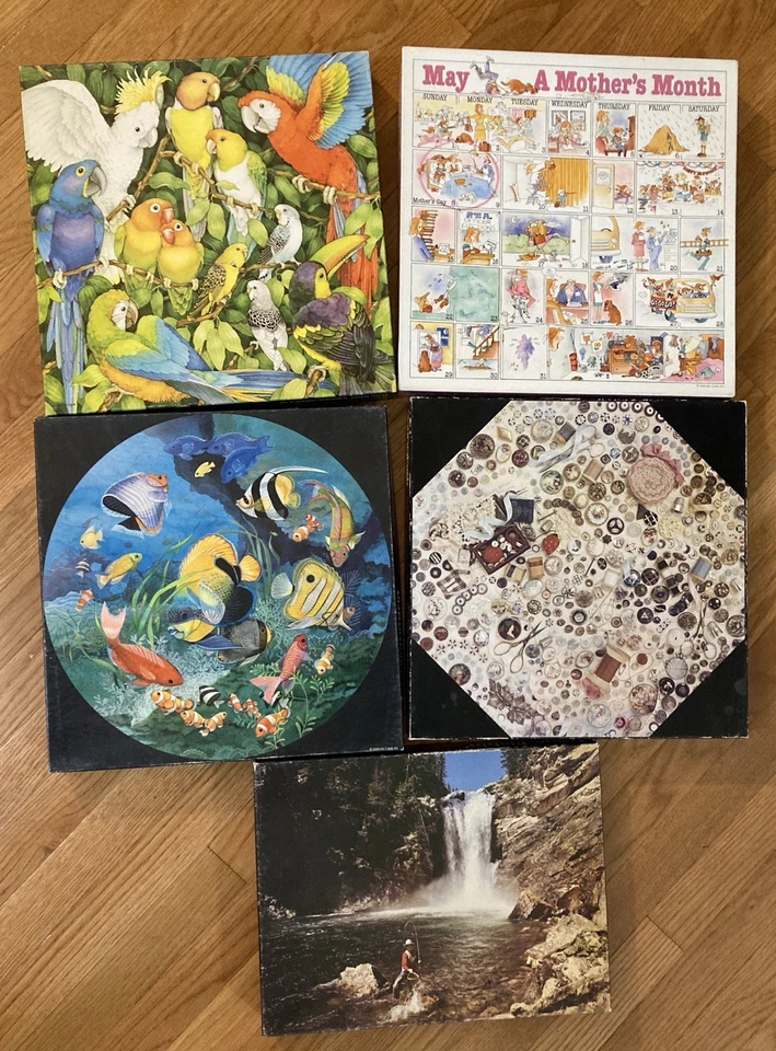 Lot of 5 Vintage 500+ Piece 1970s 1980s Springbok Puzzles - Circular - Octagonal - Image 1 of 4