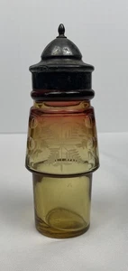 Rare Amberina Mustard Pot Condiment Jar Mt Washington New England Etch - Picture 1 of 8