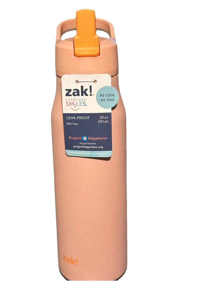 Botella de paja tranquila de acero inoxidable Zak Designs 20 fl oz - naranja Foto 1 de 2