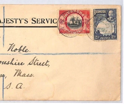 BERMUDA KGV Official CROWN EMBOSSED Cover Hamilton 1936 Boston USA {samwells}MJ3 - Image 1 of 4