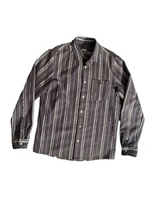Men A.P.C Solid Black/White Button Down Trek Long Sleeve Denim Shirt Size Small - Picture 1 of 10
