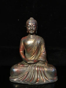 8.4'' China Antique Brass Statue Tibet old copper Sakyamuni Buddha Statue - Picture 1 of 7