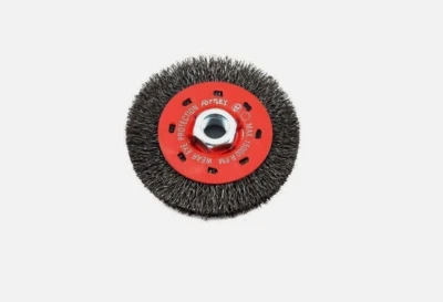 Rueda de cepillo de alambre amoladora angular Forney 4" prensada 0,012" 72788 Foto 1 de 3