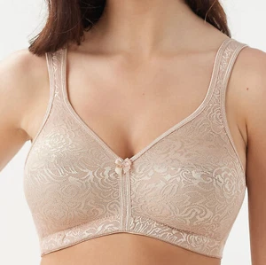 BREEZIES Size 34D Wild Rose Seamless Wirefree Support Bra WARM BEIGE A260367 - Picture 1 of 2