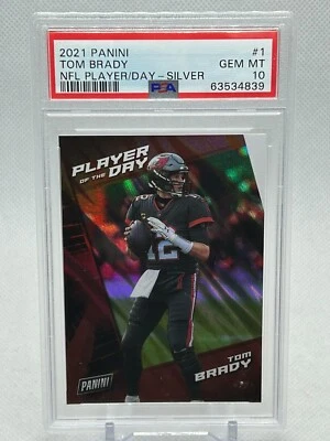 TOM BRADY 2021 PANINI PLAYER OF THE DAY SILVER PSA 10 GEM MINT #1 BUCS HOF - Image 1 of 2