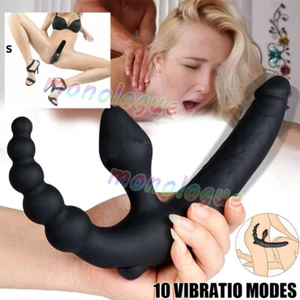 Vibrating Strapless Strap-On Dildo Vibrator Pegging Anal Lesbian G-spot Sex-Toys - Picture 1 of 13