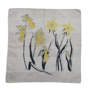 Handkerchief Vintage Top Pocket Square Hanky 1920s 1930s 1940s Silk Daffodils - Picture 1 of 11