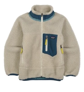 Patagonia Kids Retro-X Jacket Natural Deep Sea Blue Medium 10 NWT - Picture 1 of 1