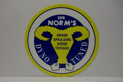 MR NORMS GRAND SPAULDING DYNO TUNED HEAVY STEEL DIE CUT ENAMEL SIGN - Image 1 of 2