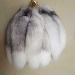 1PCS Cross Fox HIDE Tail Fur Keychain Fur Tassel Bag Charm Key Ring Accessories - Picture 1 of 7