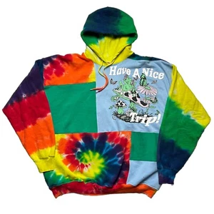 Custom Reworked Have a Nice Trip Hoodie Sweatshirt Psychedelic Tie Dye Sz XL - Picture 1 of 5