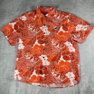Miami Dolphins Shirt Mens Medium Tommy Bahama Coconut Point Floral Camp NFL AOP - Picture 1 of 14