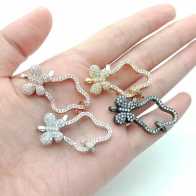 lobster clasp 20x40mm 18k gold Filled cubic zirconia micro pave butterfly clasp - Image 1 of 3