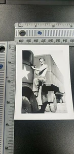 Gay Male Army Soldier Old Truck No Shirt Original Black White Photo - Picture 1 of 4