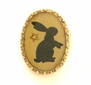 Maximal Art Pin Vintage Easter Bunny Sihouette Gold John Wind Jewelry New - Picture 1 of 1